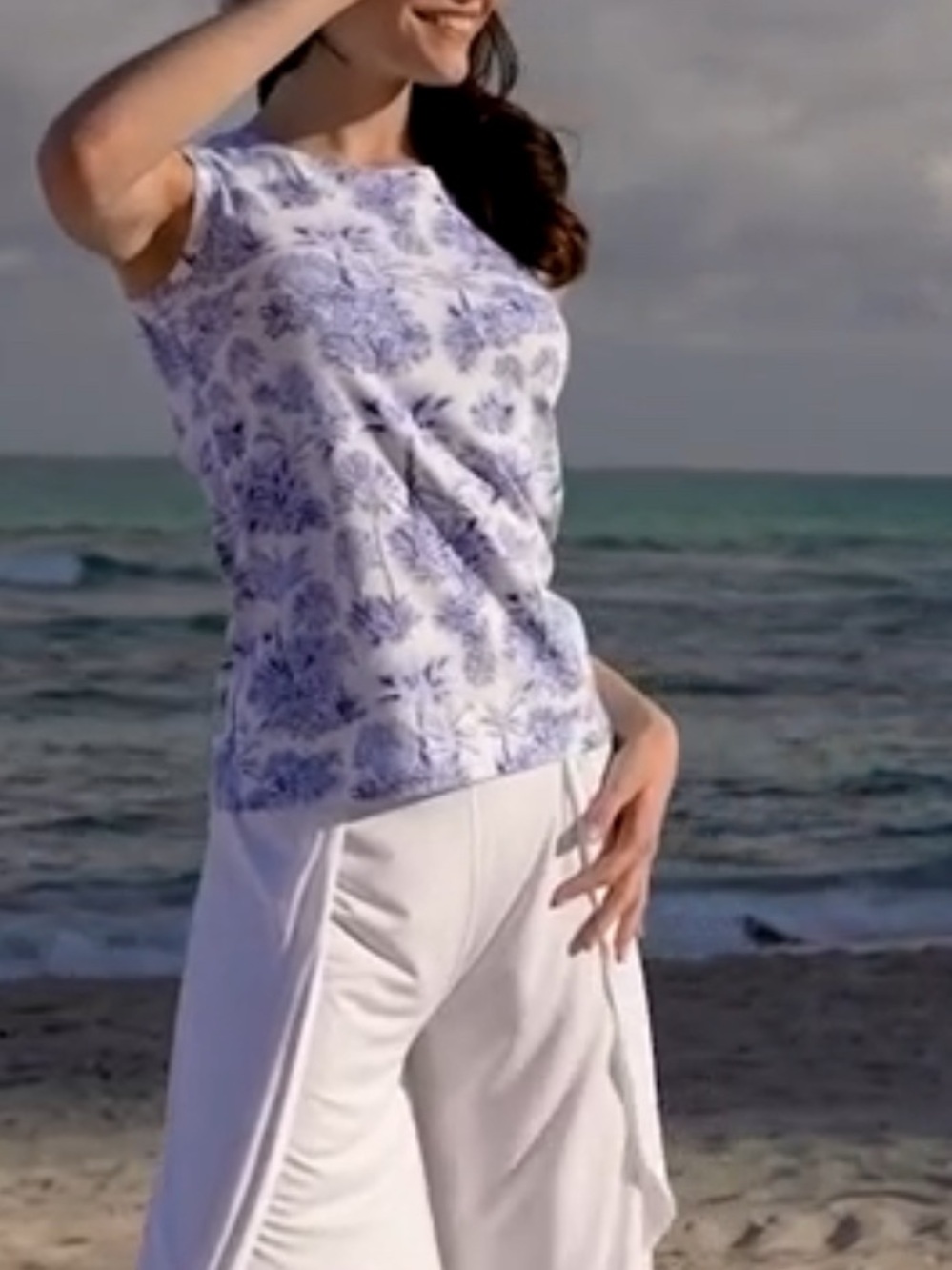 Coolibar sz M MORADA Top Blue Periwinkle white Isla Bonita NEW bamboo cotton